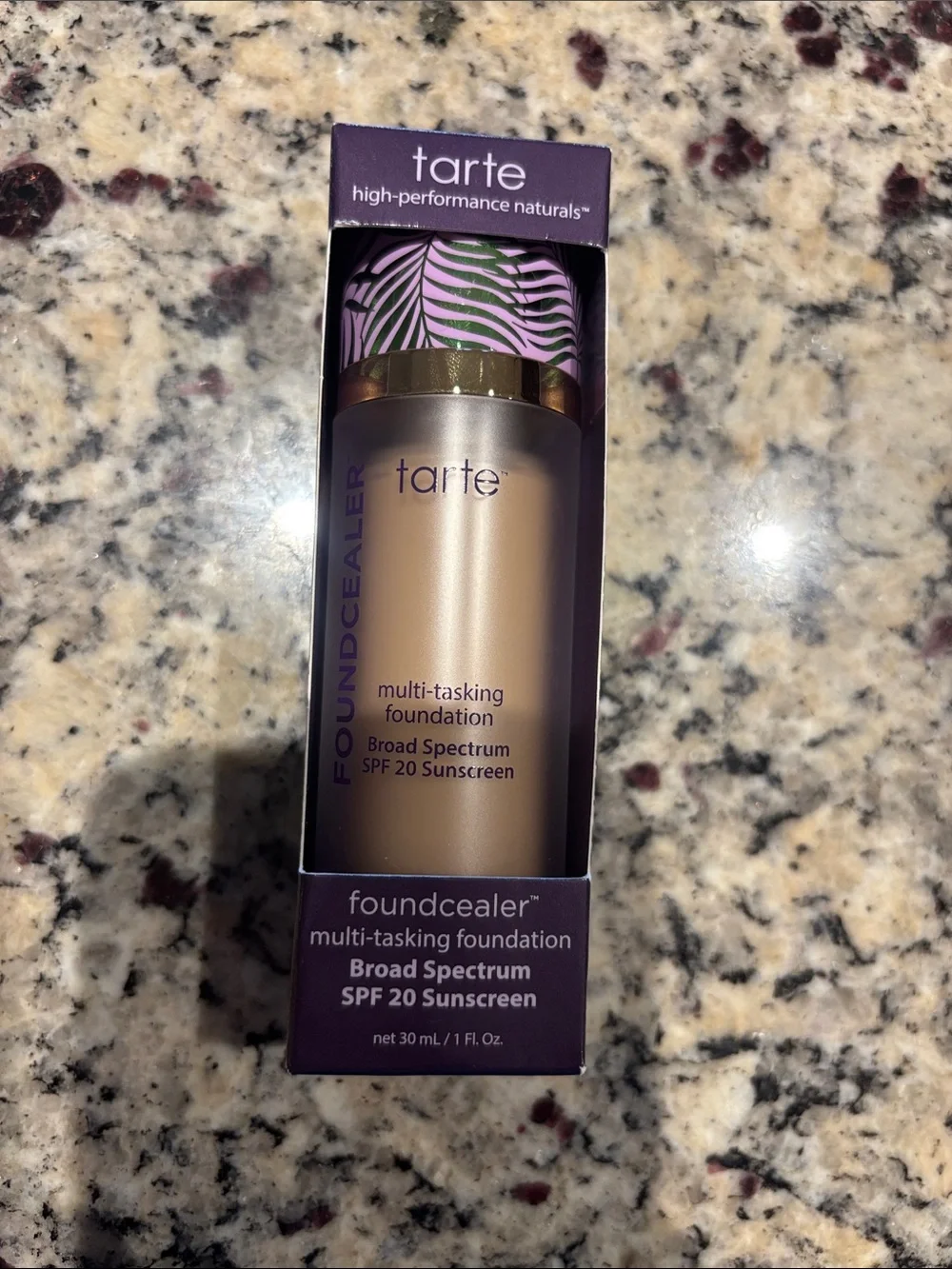 NEW Tarte multi-tasking foundation in light-medium neutral with purple packaging